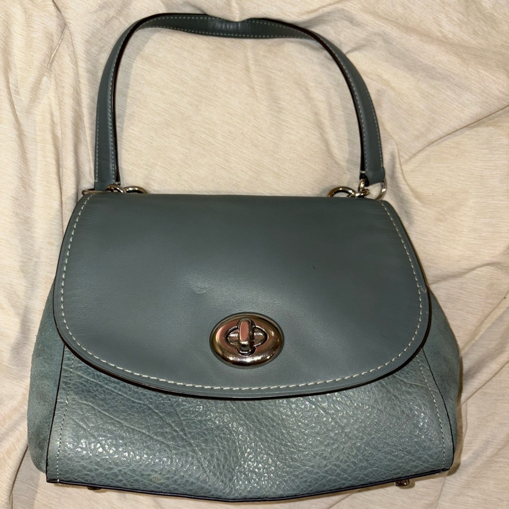 Coach Faye Carryall bag in blue leather and suede